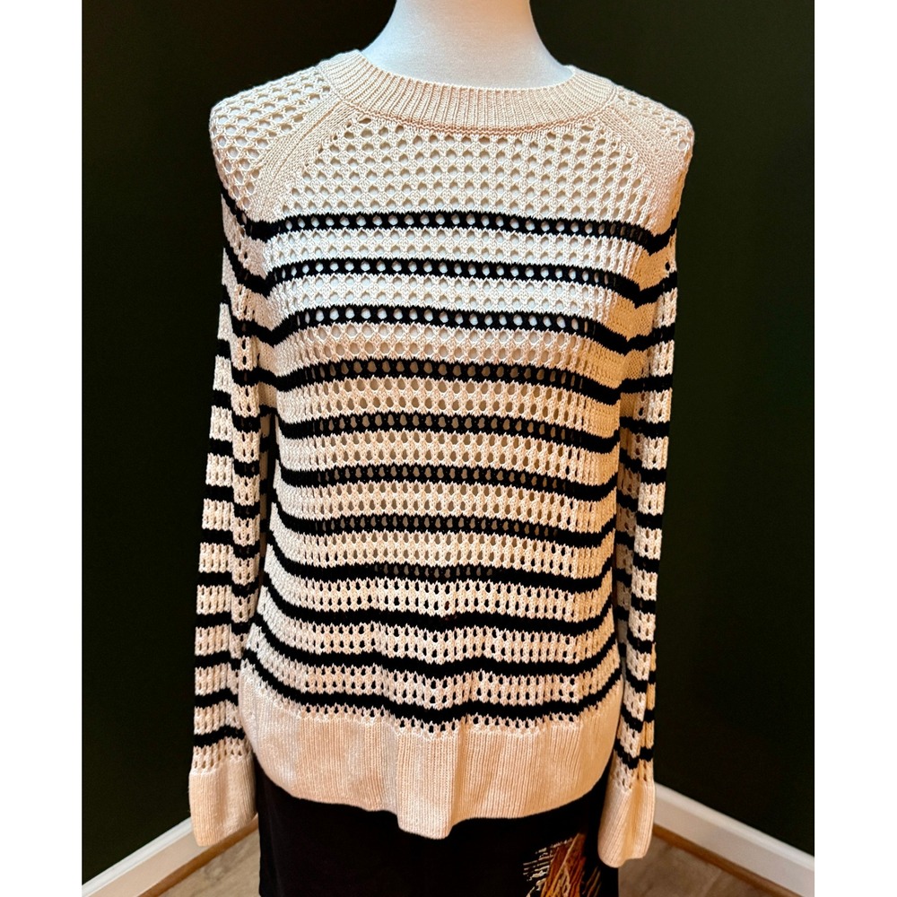 Allsaints‎ B&W Striped Crochet Knit Sweater Sweater Women's M